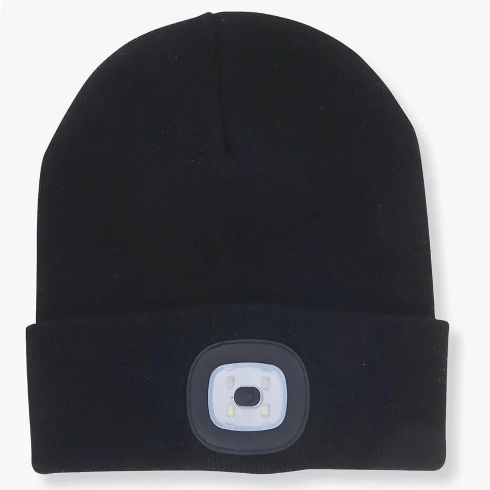 Black Beanie with rechargeable LED Light unisex